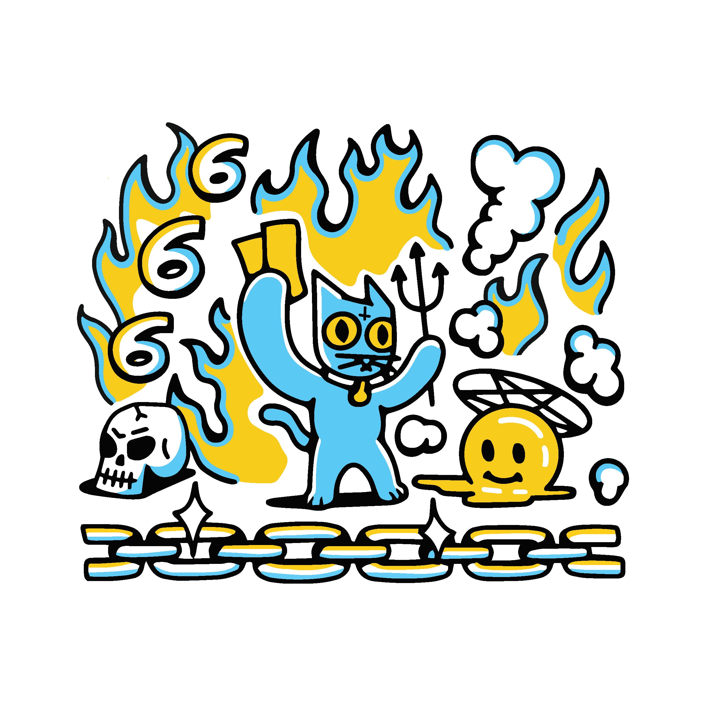 Big Honeycomb Base 666 Cat Decal