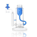 sapphire blue and white  Klein incycler base with a built-in showerhead percolator and recycler intake for a customizable Prism water pipe.