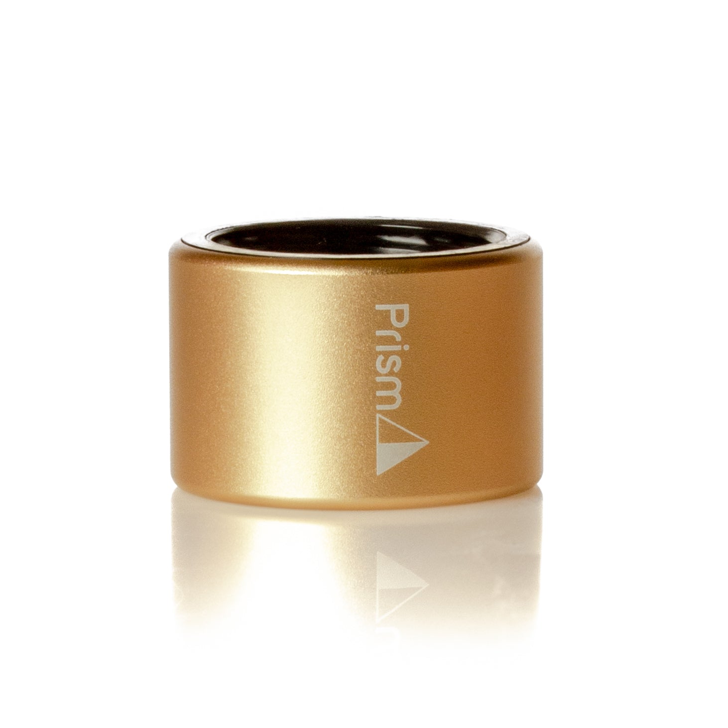 A mini gold-colored Prism Halo Connector for modular bong systems.