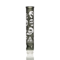 Prism x Milkyway SKULLIANCE Etched Tall Mouthpiece in midnight glass with white sandblasted skull artwork, limited-edition Classic bong mouthpiece.