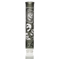 Prism x Milkyway SKULLIANCE Etched Tall Mouthpiece in midnight glass with white sandblasted skull artwork, limited-edition Classic bong mouthpiece.