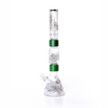 Glass water pipe with floral designs on a white background