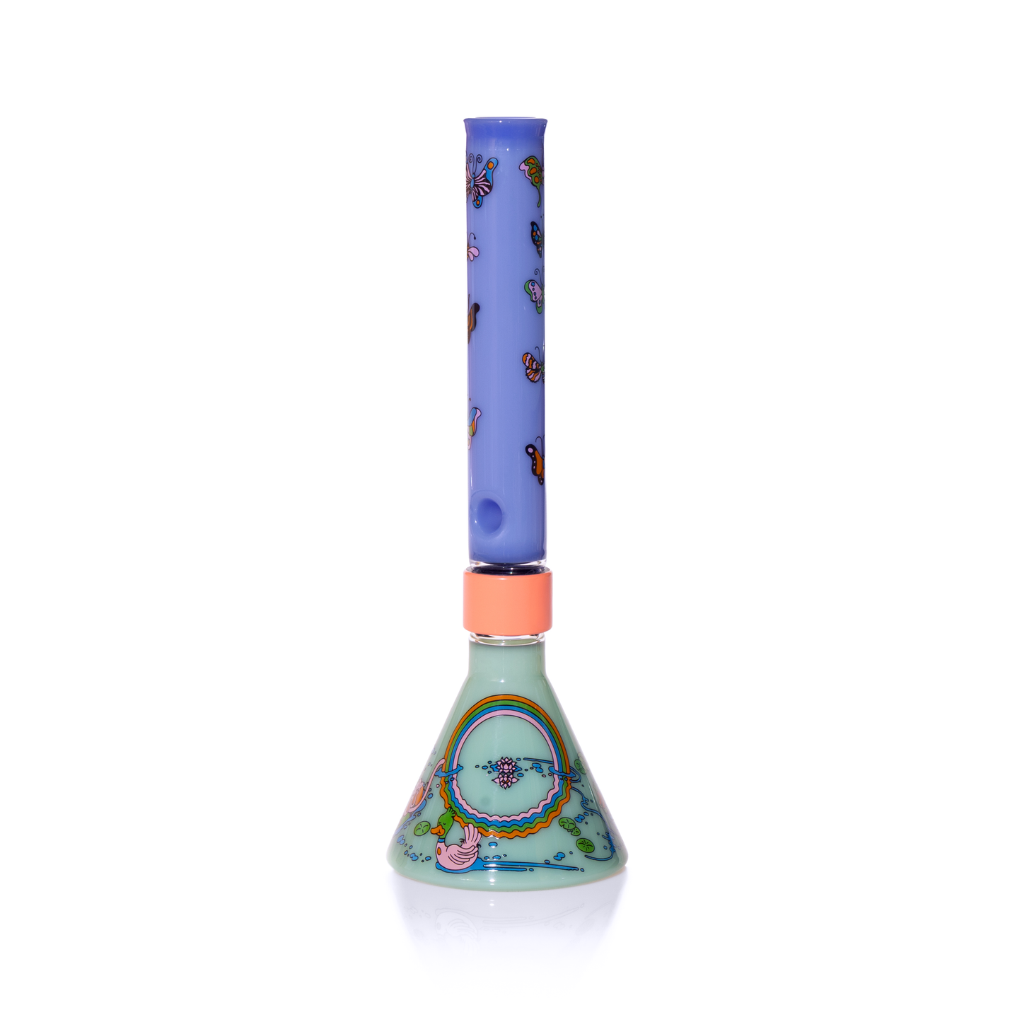 MINI Pond Life Tall Beaker with colorful pond-themed decal design