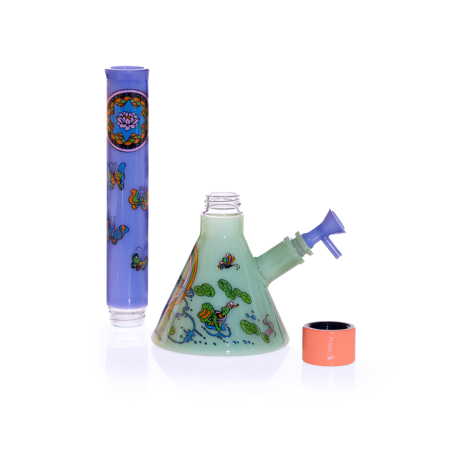 MINI Pond Life Tall Beaker with colorful pond-themed decal design