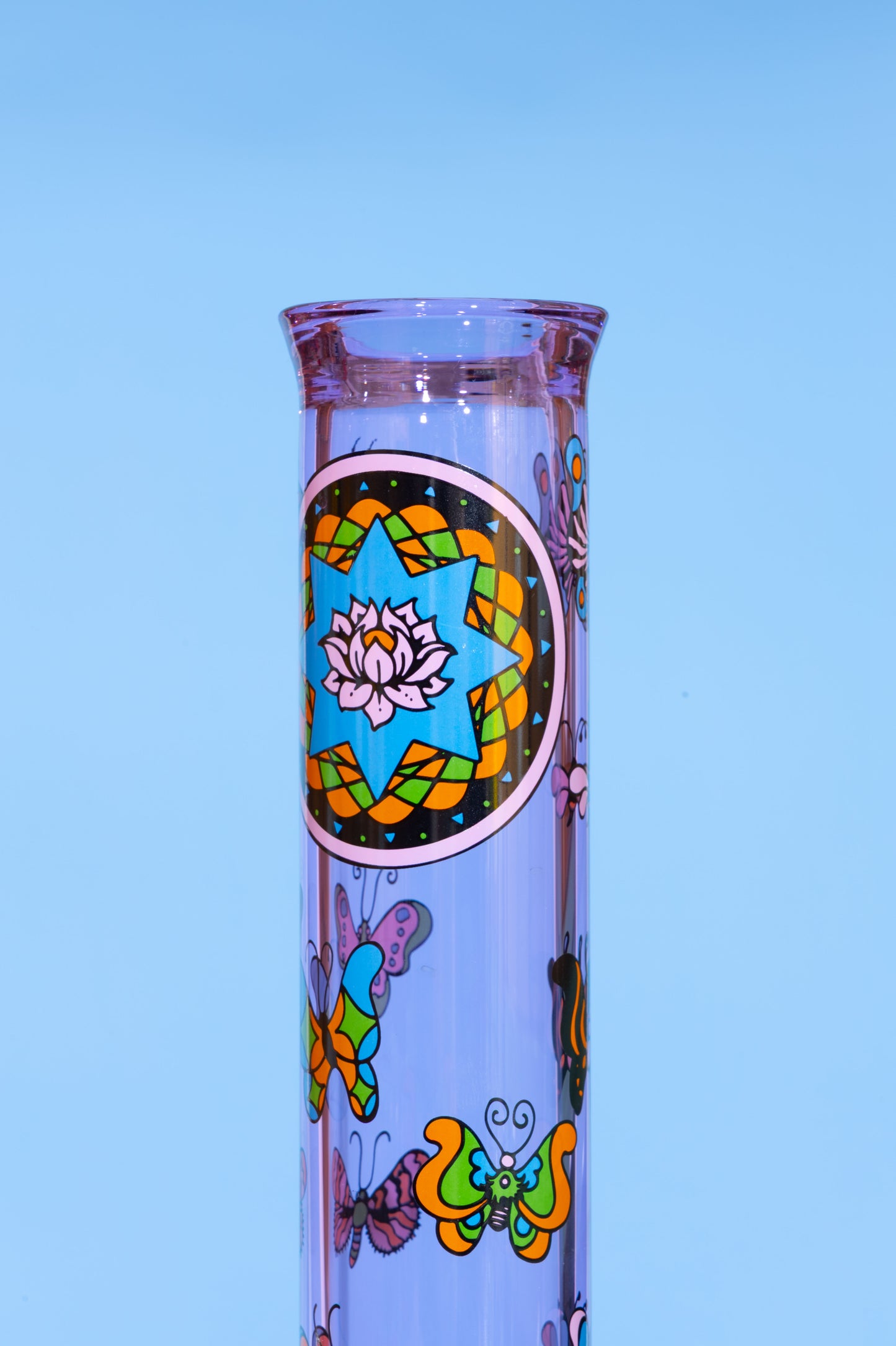 Pond Life Tall Beaker with colorful lily pad decal design
