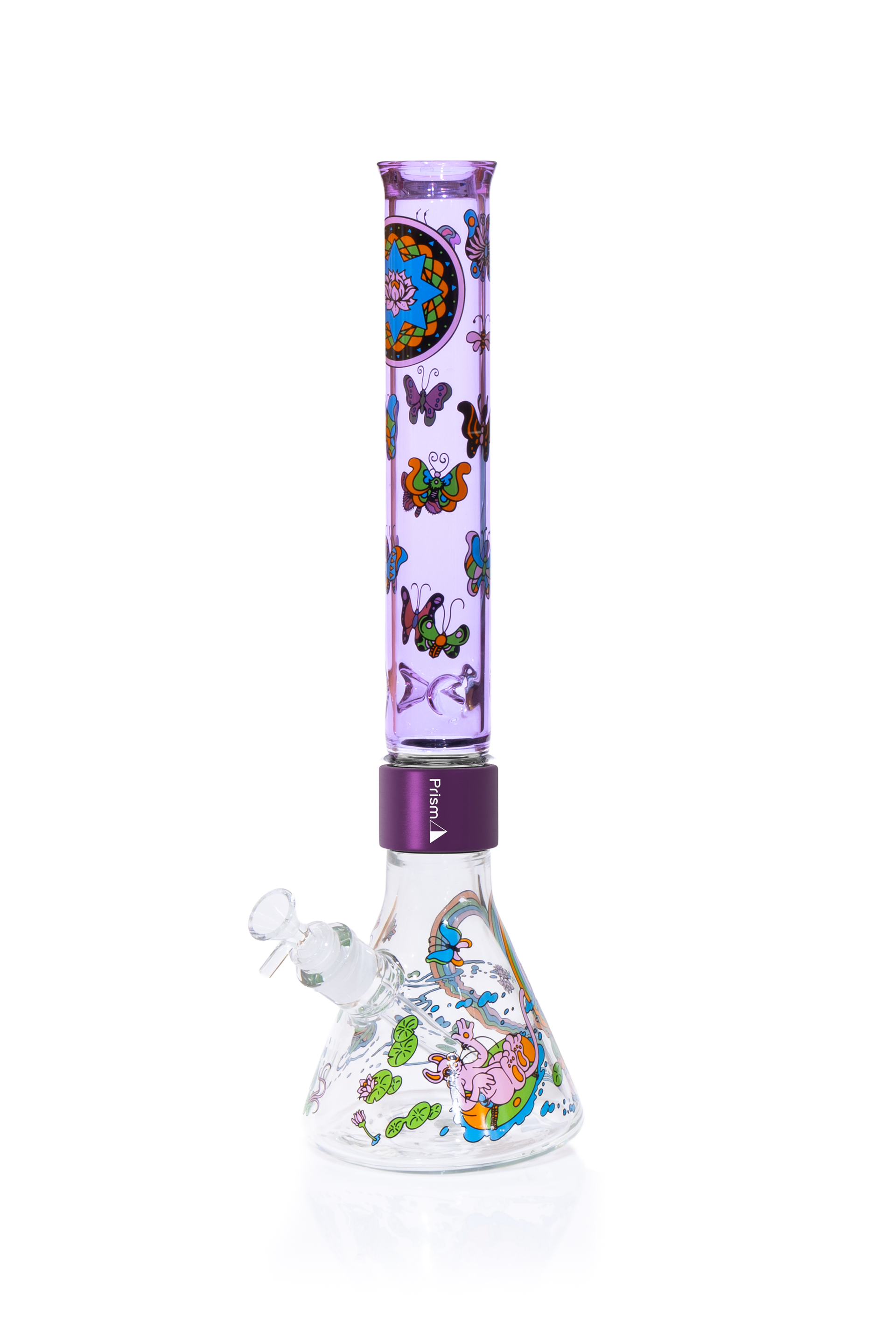 Pond Life Tall Beaker in purple with lily pad decal design