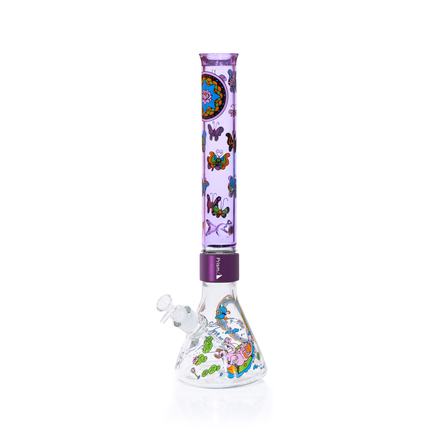 Pond Life Tall Beaker in purple with lily pad decal design