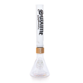 A professional studio portrait of the Tall White Beaker from the Prism x Sublime official collaboration. This image emphasizes the combination of modern modular glass technology and legendary 90s reggae-rock iconography. The gold hardware provides a luxury accent to the white-and-clear glass assembly, making it a standout collectible that honors the band’s California heritage and Opie Ortiz’s world-famous artwork.