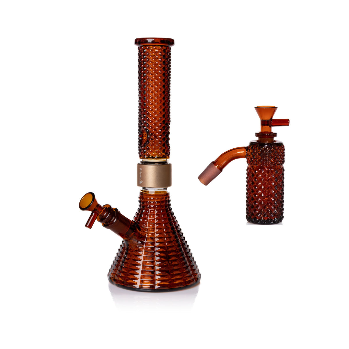 Jane West Essential Bundle: Amber 45° ash catcher and Amber Jane West beaker bong