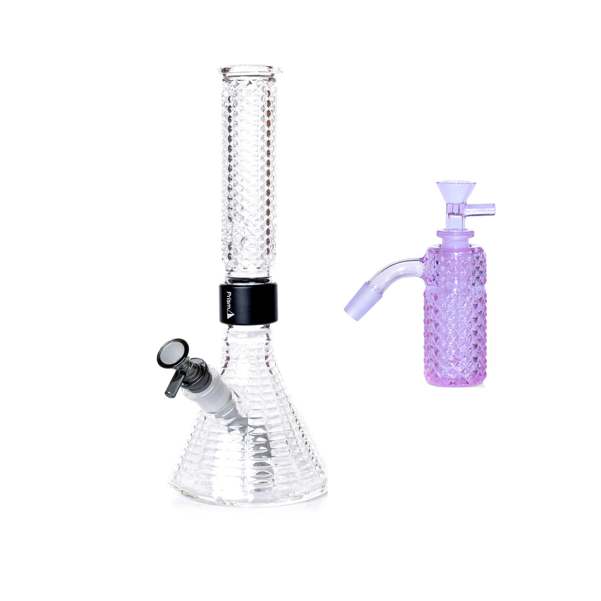 Jane West Essential Bundle: Grape Jolly Rancher 45° ash catcher and Clear Jane West beaker bong