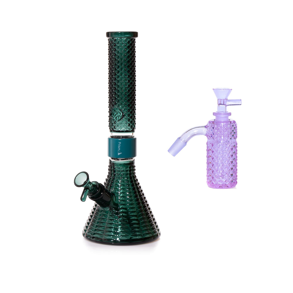 Jane West Essential Bundle: Grape Jolly Rancher 45° ash catcher and Teal Jane West beaker bong