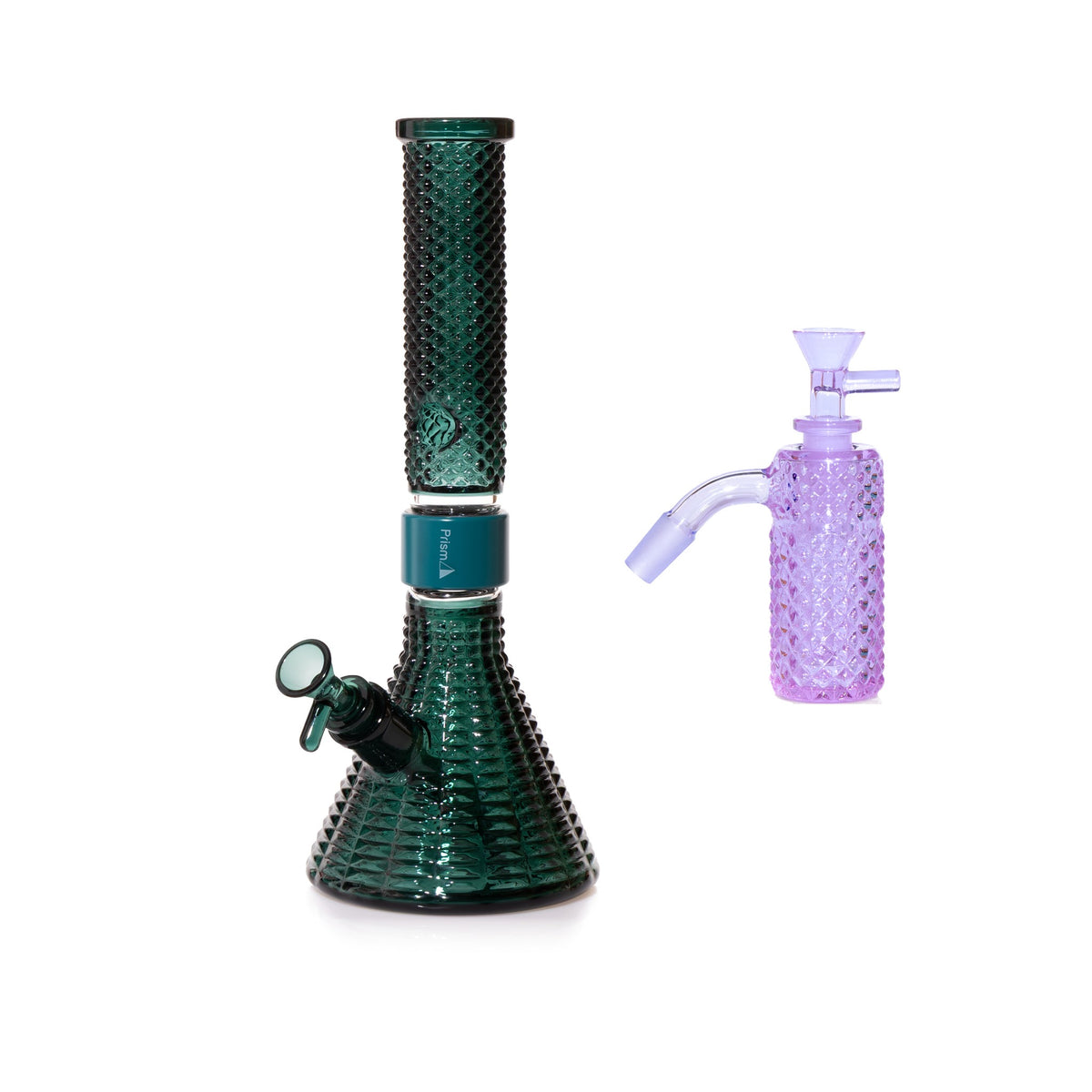 Jane West Essential Bundle: Grape Jolly Rancher 45° ash catcher and Teal Jane West beaker bong