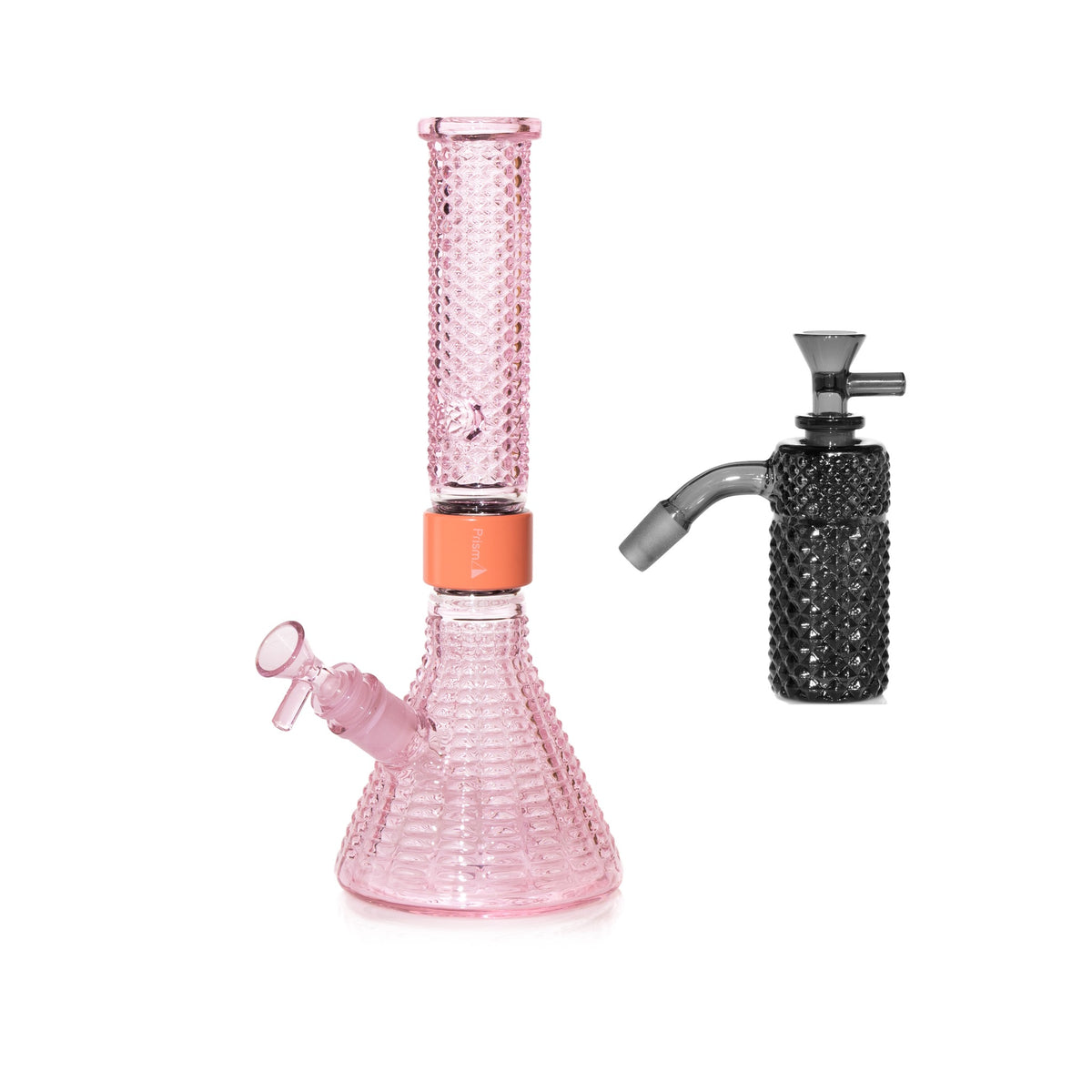 Jane West Essential Bundle: Midnight 45° ash catcher and Pink Lemonade Jane West beaker bong