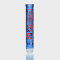 Prism x Milkyway SKULLIANCE Etched Tall Mouthpiece in sapphire blue glass with red sandblasted skull artwork, limited-edition Classic bong mouthpiece.
