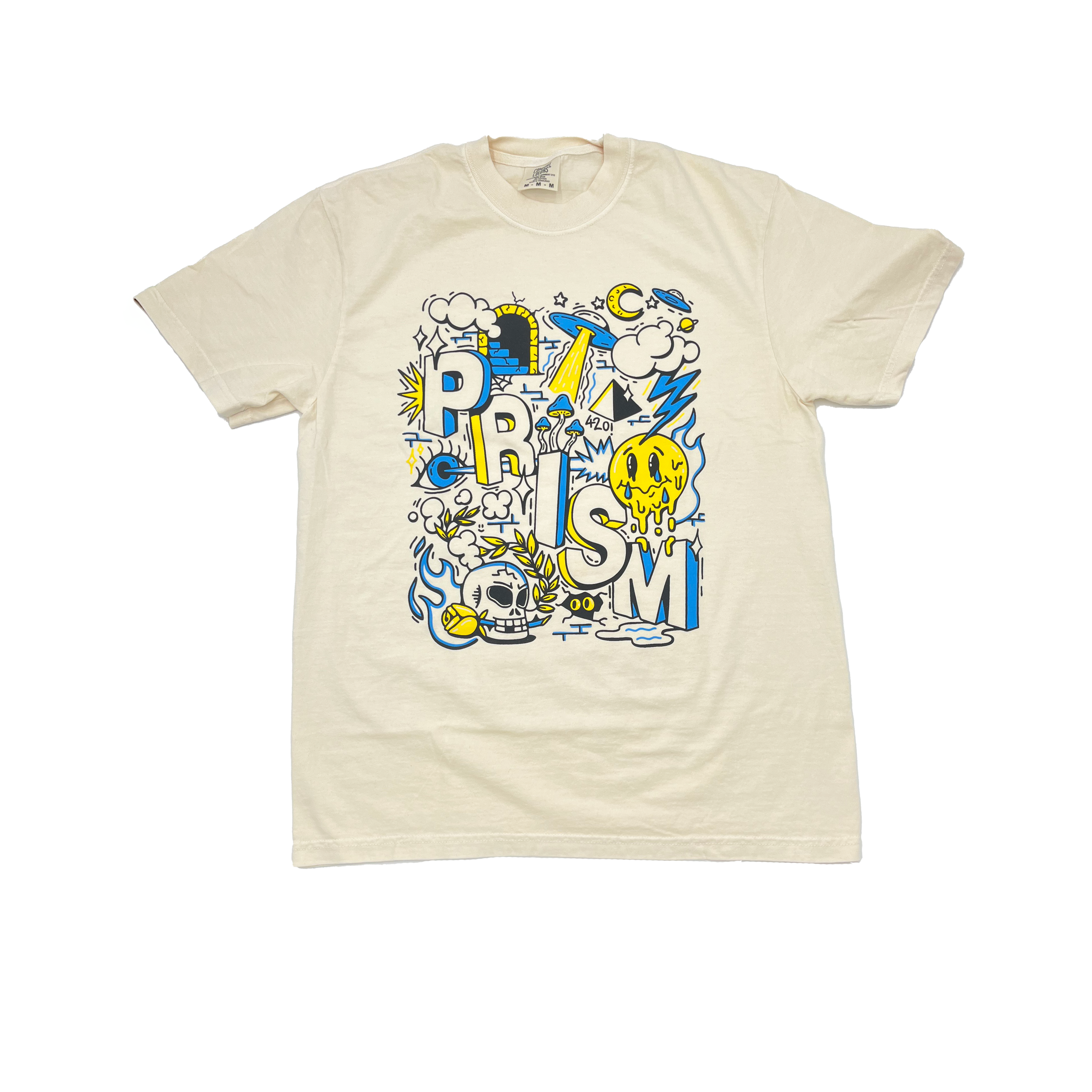 Aliens, Mushrooms, & Laser Beams Tee in blue