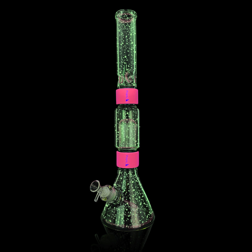 Glow Beaker Double Stack - Unique UV Active Bong - Prism